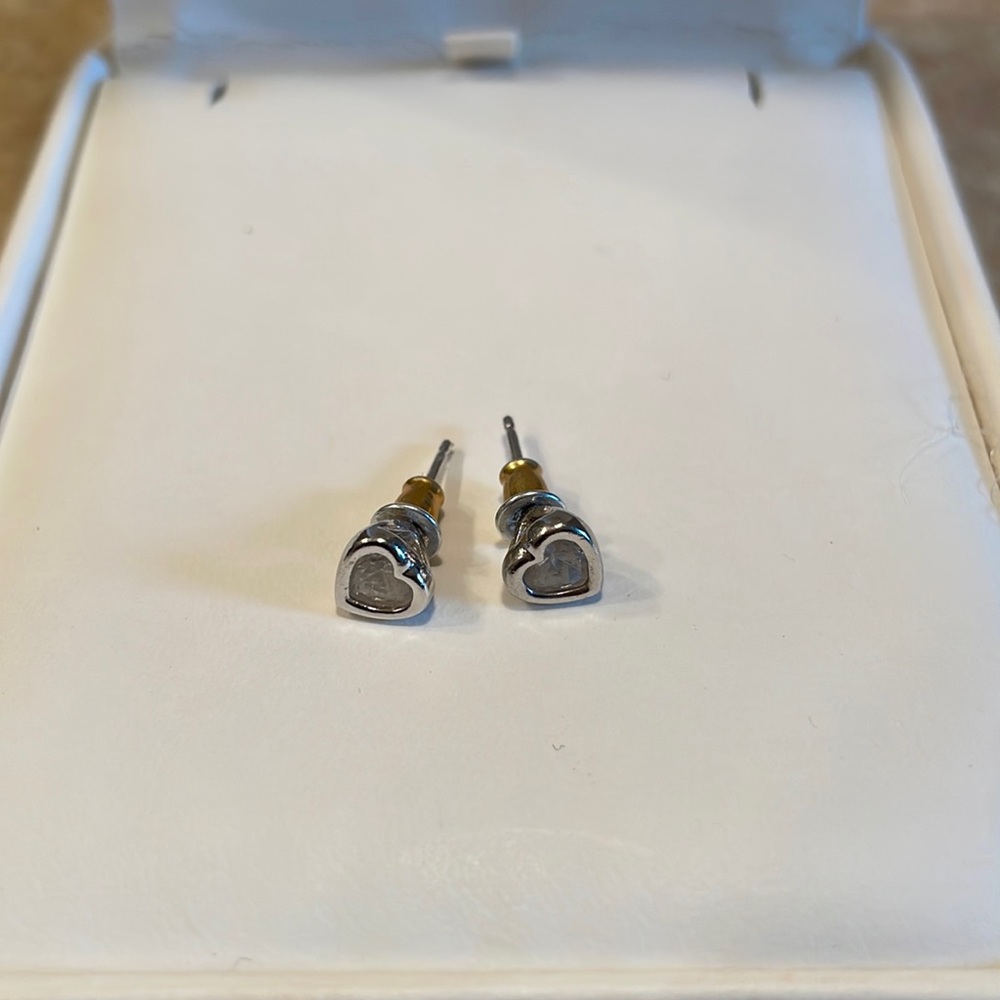 Heart shaped earrings with diamonds